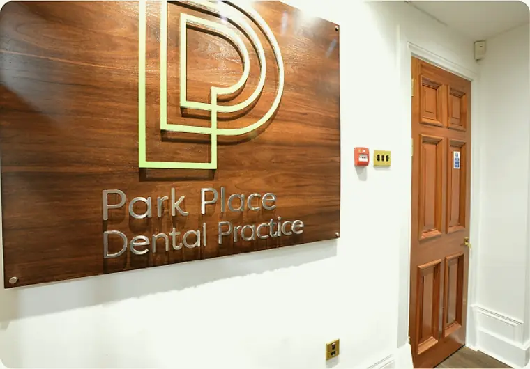 The Park Place Dental Practice sign at the entrance